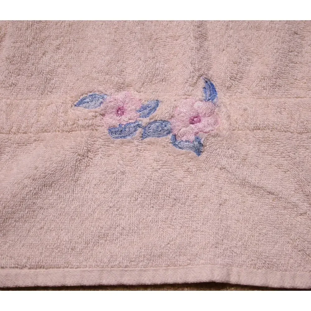 Fieldcrest Bathroom Retro Hand Towel Peach Poppies Floral Cotton Blend 25x15
